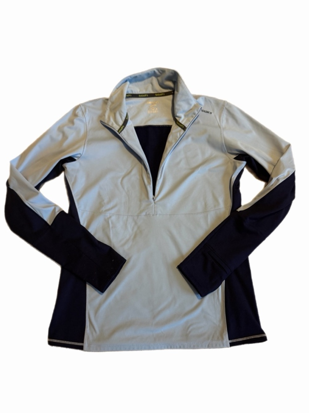 Brooks Light Gray and Navy Athletic Half-Zip Pullover
